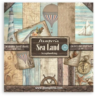 Stamperia 8”x8” Paper Pack - Sea Land (10 sheets)