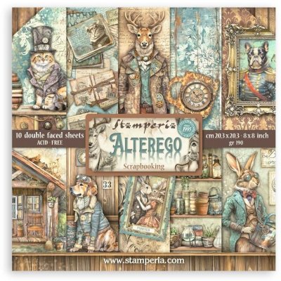 FÖRBESTÄLLNING! Stamperia 8”x8” Paper Pack - Alterego (10 sheets)