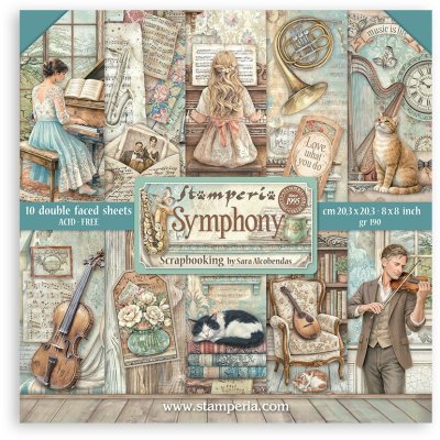 Stamperia 8”x8” Paper Pack - Symphony (10 sheets)