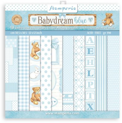 Stamperia 8"x8" Double-Sided Paper Pad - Babydream Blue (10 sheets)