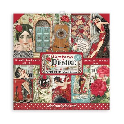 Stamperia Desire 8"x8" Double-Sided Paper Pad - Desire (10 sheets)