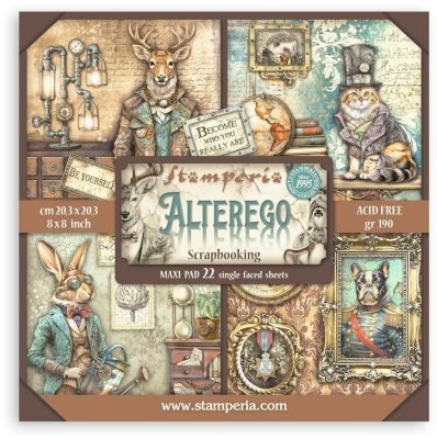 FÖRBESTÄLLNING! Stamperia 8”x8” Paper Pack - Alterego Maxi (22 sheets)