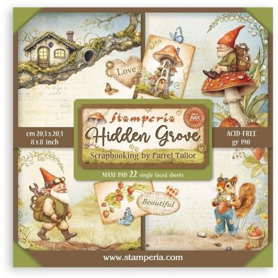 Stamperia 8”x8” Paper Pack - Hidden Grove Maxi Backgrounds Selection (22 sheets)
