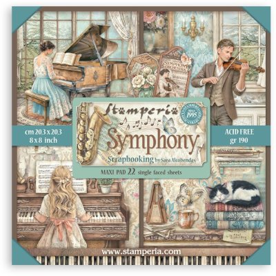 Stamperia 8”x8” MAXI Single-sided Paper Pack - Symphony (10 sheets)