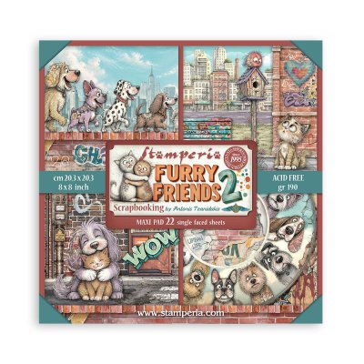 Stamperia 8”x8” Paper Pack - Furry Friends 2 (22 sheets)