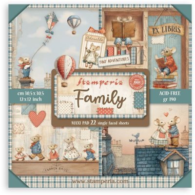 Stamperia 12”x12” Maxi Paper Pack - Family (22 sheets)