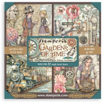 Stamperia 12”x12” Paper Pack Gardens of Time Maxi (22 sheets)