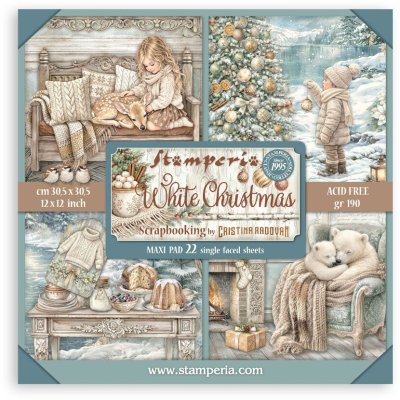 Stamperia 12"x12" Single-sided Paper Pack - White Christmas (22 sheets)