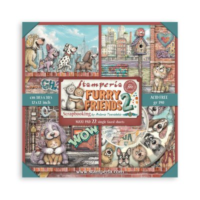 Stamperia 12”x12” Paper Pack - Furry Friends 2 (22 sheets)