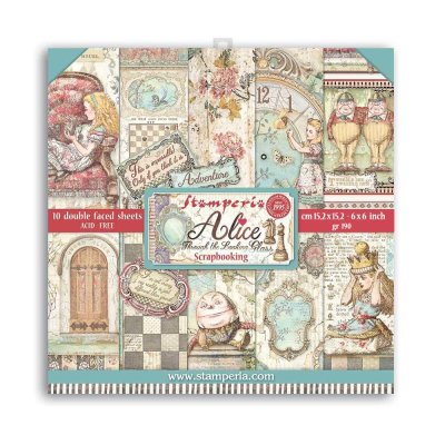 Stamperia 6”x6” Paper Pack - Alice Through the Looking Glass (10 sheets)