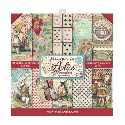 Stamperia 6”x6” Paper Pack - Alice in Wonderland (10 sheets)
