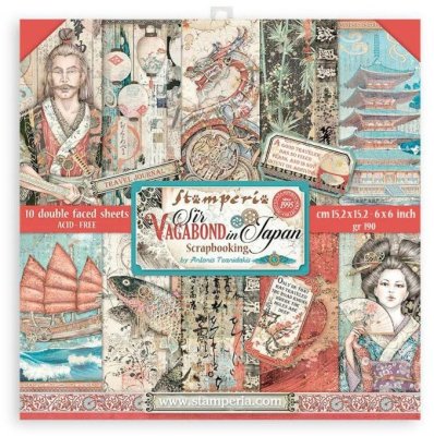 Stamperia 6”x6” Paper Pack - Sir Vagabond in Japan (10 sheets)
