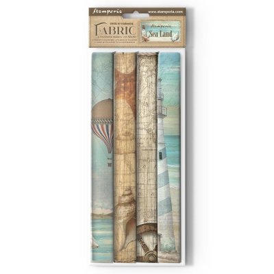 FÖRBESTÄLLNING! Stamperia 12”x12” Fabric Sheets - Sea Land (4 sheets)