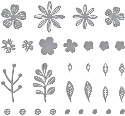 Spellbinders Etched Dies - Mini Blooms and Sprigs (12 dies)