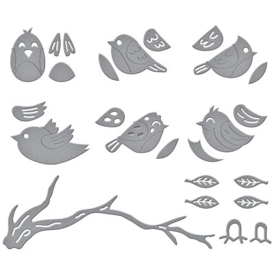 Spellbinders Etched Dies - Sweet Birds On A Branch (9 dies)