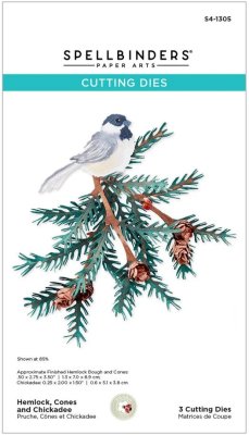 Spellbinders Etched Dies - Hemlock, Cones and Chickadee