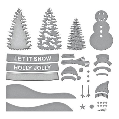Spellbinders Etched Dies - Snowman Scene by Simon