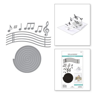 Spellbinders Etched Dies - Bibi's Musical Notes Musical Notes & Stave Pop-Up