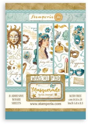 Stamperia A5 Washi Pad - Masquerade (8 sheets)