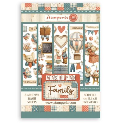 Stamperia A5 Washi Pad - Family (8 sheets)