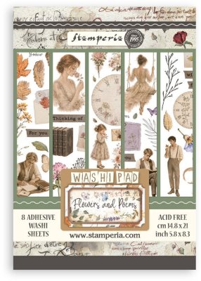Stamperia Washi Pad - Flowers and Poems (8 sheets)