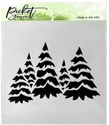 Picket Fence Studios 6"x6" Stencil - Field Of Snowy Trees