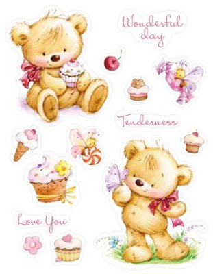 ScrapBerrys Clearstamp Set - My little Bear with Cupcakes