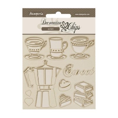 FÖRBESTÄLLNING - Stamperia 14x14cm Decorative Chips - Coffee And Chocolate Moka