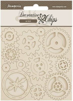 FÖRBESTÄLLNING! Stamperia Decorative Chips - Alterego Gears and Compass