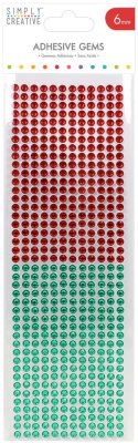 Simply Creative Adhesive Gems - Red & Green 6mm (504 pack)