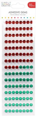 Simply Creative Adhesive Gems - Red And Green 10mm (120 pack)