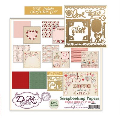 DayKa Trade 8”x8” Paper Pack - Love Makes Us Fly (14 sheets)
