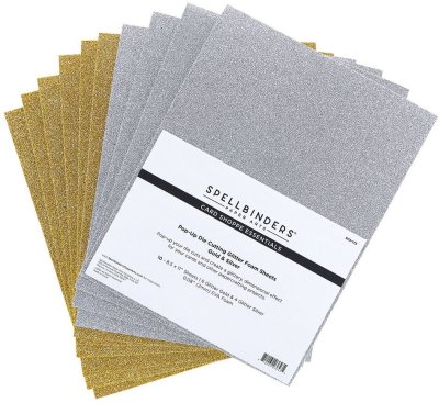 Spellbinders Pop-Up Die Cutting Glitter EVA Foam Sheets - Gold & Silver (10 sheets)