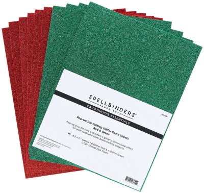 Spellbinders Pop-Up Die Cutting Glitter EVA Foam Sheets - Red & Green (10 pack)