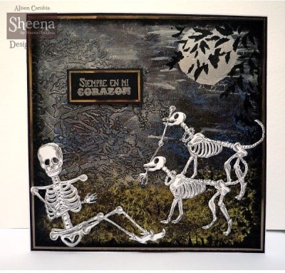 Sheena Douglass Perfect Partners Day of the Dead A6 Unmounted Rubber Stamp - Pawprint Memories