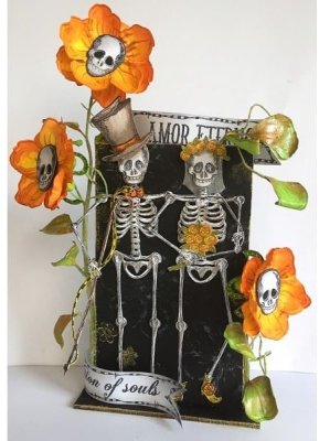 Sheena Douglass Perfect Partners Day of the Dead A6 Unmounted Rubber Stamp - Dancing Skeleton