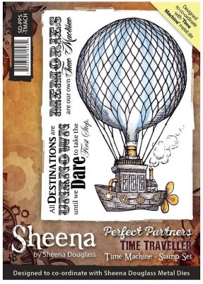 Sheena Douglass Perfect Partner Time Traveller A6 Unmounted Rubber Stamp - Time Machine