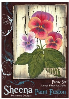 Sheena Douglass Paint Fusion A6 Unmounted Rubber Stamp - Pansy Set