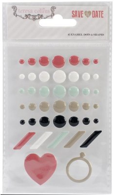 Teresa Collins Save The Date Self-Adhesive Enamel Dots & Shapes (42 pack)