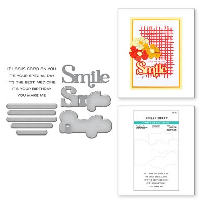 Spellbinders Clear Stamp & Die Set - You Make Me Smile Sentiments