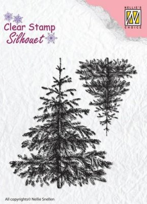 Nellies Choice Silhouette Clear Stamps - 2 Christmas Fir-Trees