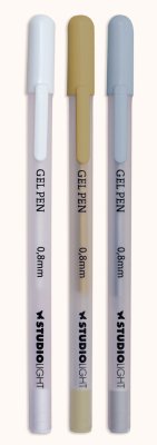 Studio Light Gel Pen Set (White, Gold, Silver)