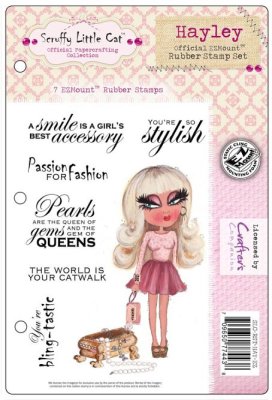 Crafters Companion Scruffy Little Cat Cling Stamp Set - Hayley