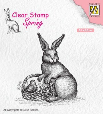 Nellies Choice Clearstamp - Easter Hare with Basket