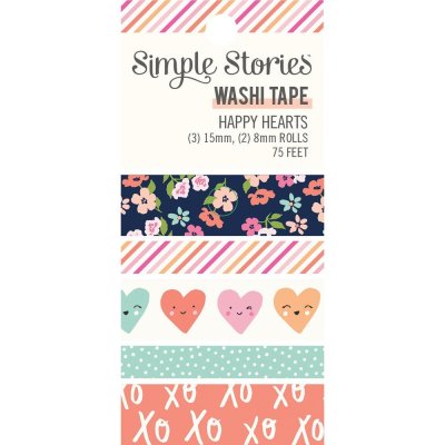 Simple Stories Washi Tape - Happy Hearts (5 pack)