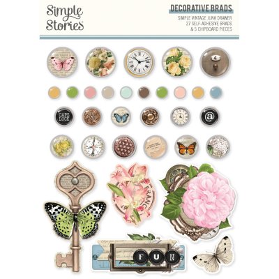 Simple Stories Decorative Brads - Simple Vintage Junk Drawer