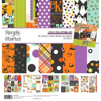 Simple Stories 12”x12” Collection Kit - Say Cheese Classic Mouse Halloween (55 pieces)