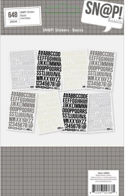 Simple Stories Snap Color Vibe Alphabet Stickers 4"x6" Sheets - Basics (8 pack)