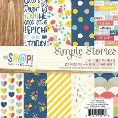 Simple Stories 6”x6” Paper Pad - Life Documented (24 sheets)