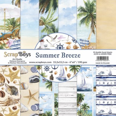 Scrapboys 6”x6” Paper Set - Summer Breeze (24 sheets+cut out elements)